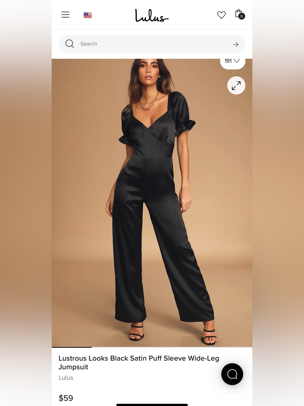 Lulu's Black Satin Puff-Sleeve Wide-Leg Jumpsuit